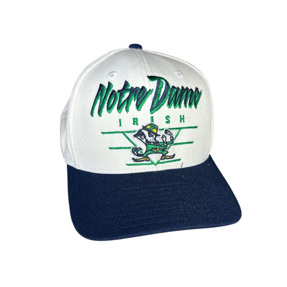 EUC : Vintage Adidas Notre Dame Fighting Irish Green Blue Snapback Hat Cap NCAA